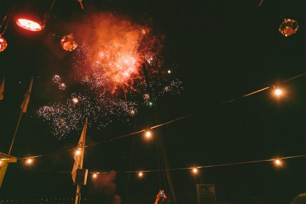 Pre wedding events celebration with fireworkds