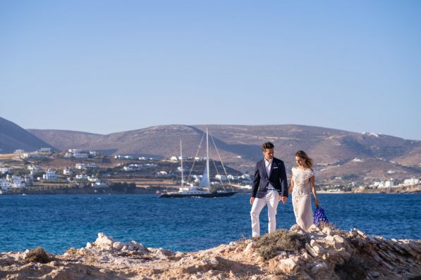 short vs long engagement couple at sea