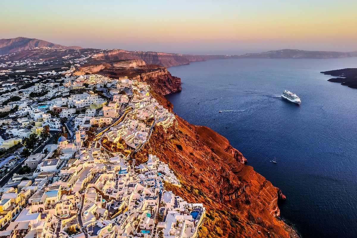 Santorini wedding prices view of sea and hill