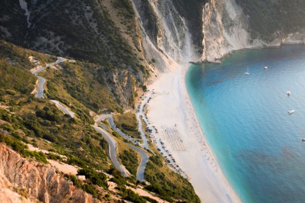 A wedding in Kefalonia sea and beach view from hill