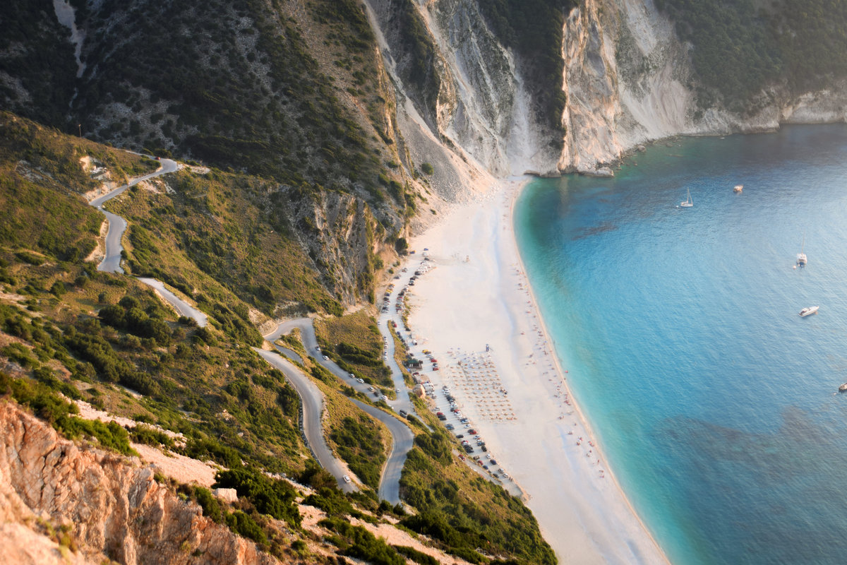 A wedding in Kefalonia sea and beach view from hill