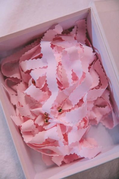 Hand made pink ribbon and rose gold cross bead christening pins martirika.