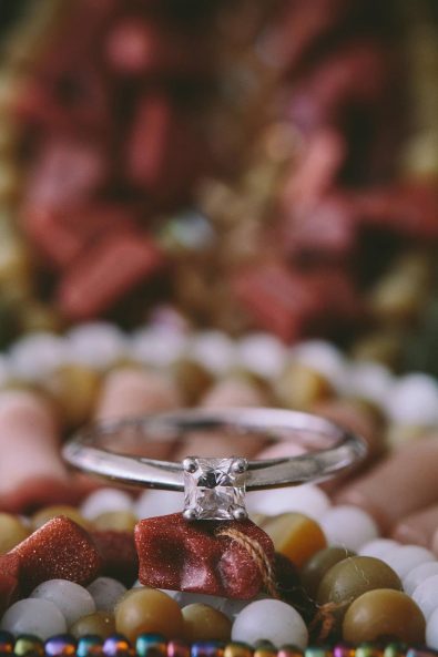 White gold princess cut diamond ring.