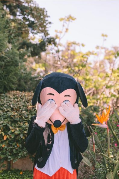 Mickie Mouse covering his eyes