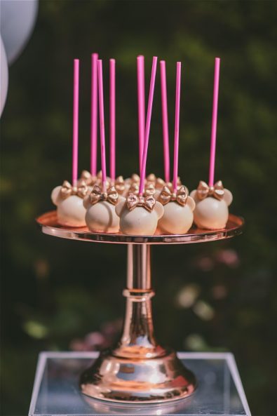 Minnie Mouse party sweets attached to pink straw