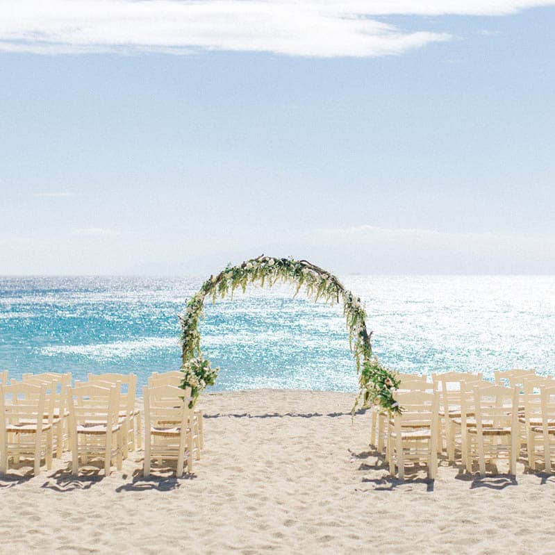 Beautiful summer beach wedding setup.