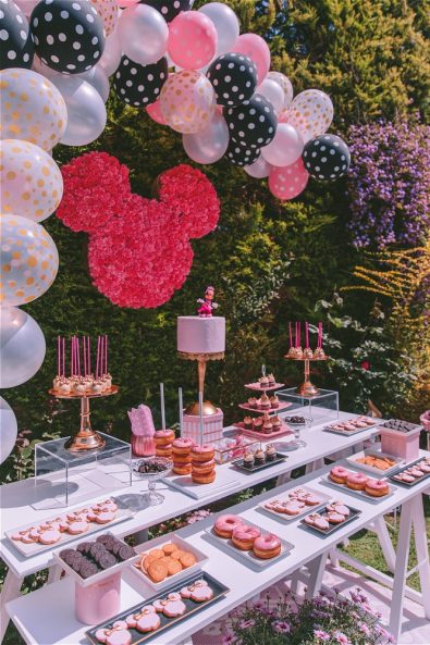 Donuts, cookies and candy for Minnie Mouse party