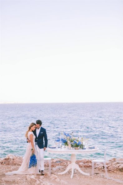 Bride groom and table
