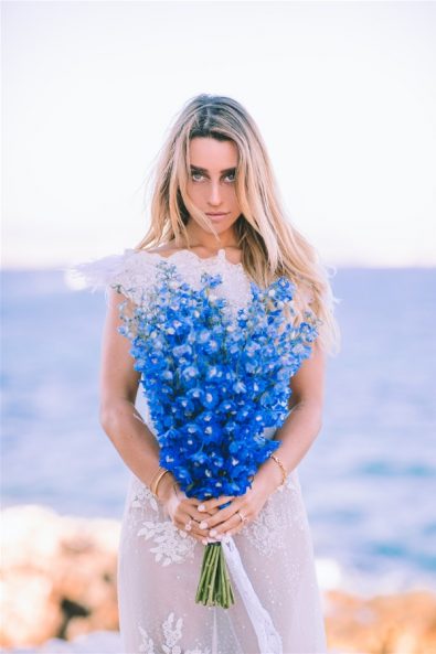 Bride holding flowers
