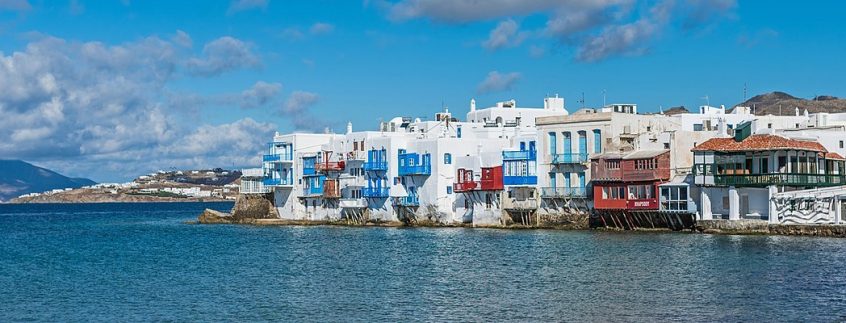 Mykonos little venice view from sea