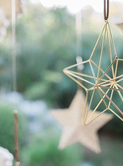 Hanging star decoration for a Christmas garden party.