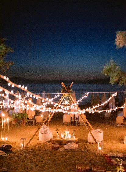 night at the beach with decorations