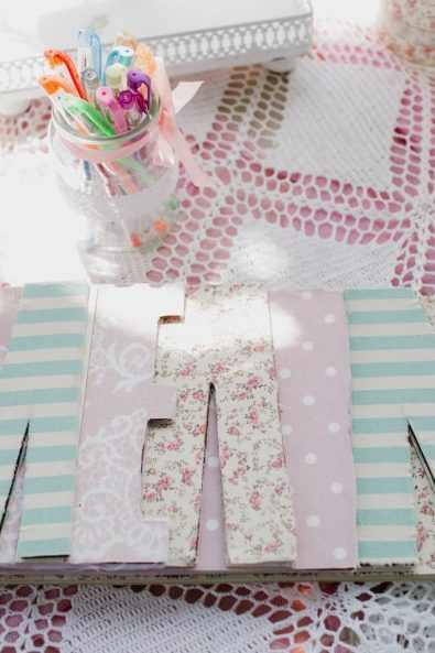 Custom made wish book with romantic shabby chic fabrics and the name