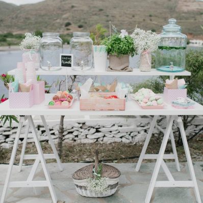 Summer island shabby chic party refreshments stand.