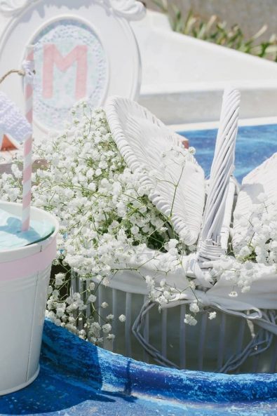Summer flower arrangement with baby's breath flowers.