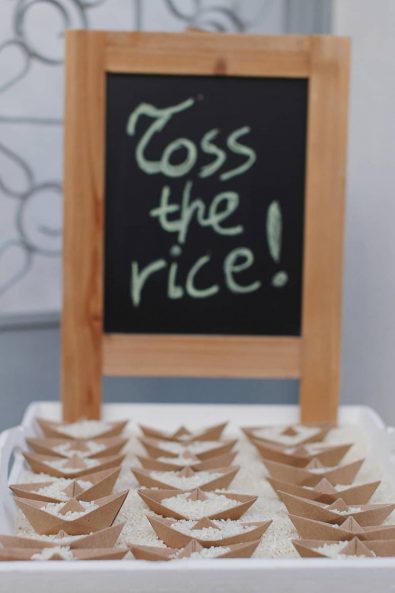 Rice filled paper origami boats and