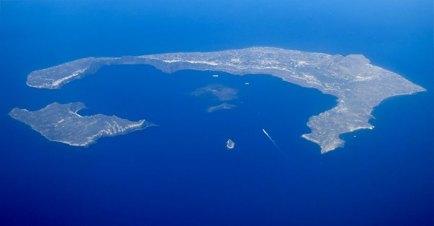 View of Santorini and the sea from the Sky