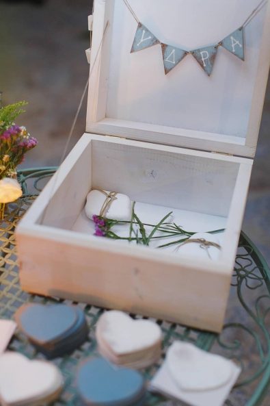 Customade White wooden box for guest wishes to the couple.