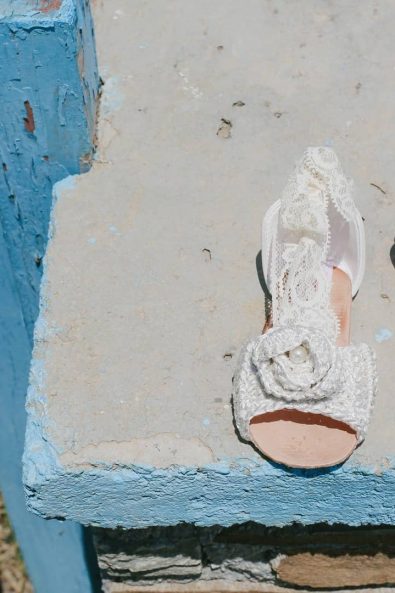 Baby girl's baptism crochet lace slippers.