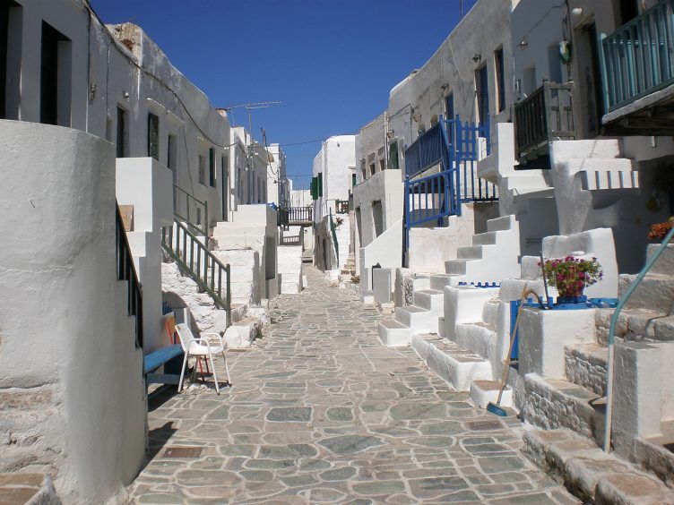 Folegandros buildings and stone path