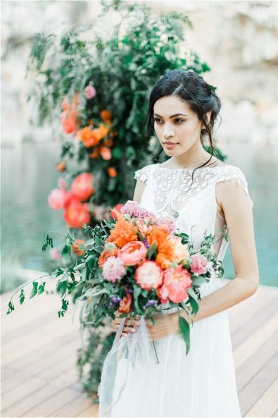 Bride holding wedding bouquet