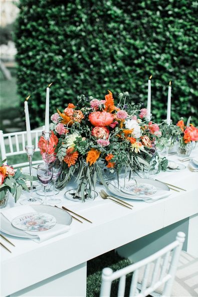 Close up of wedding table of the elopement in Greece