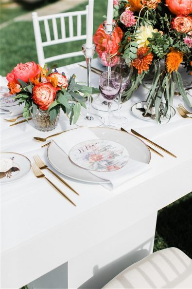 Menu on plate at the wedding table