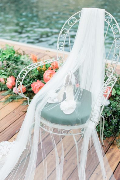 Wedding veil on white chair