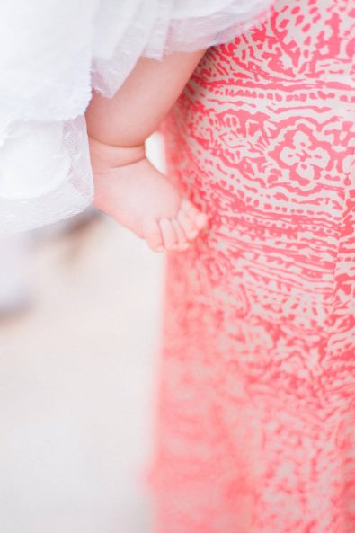 Close up shot of baby's toes for a baby christening.