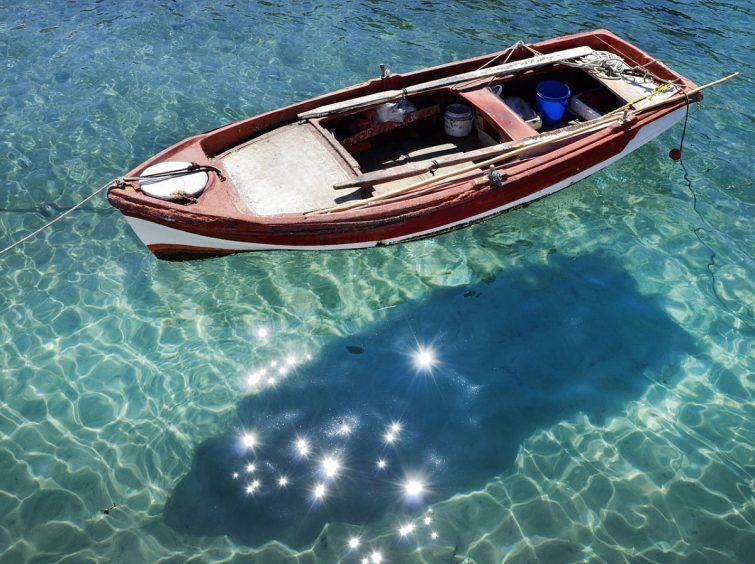 Halkidiki boat on sea