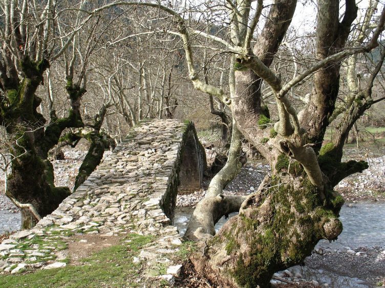 Destination wedding in Greece Karpenisi forest and stone bridge