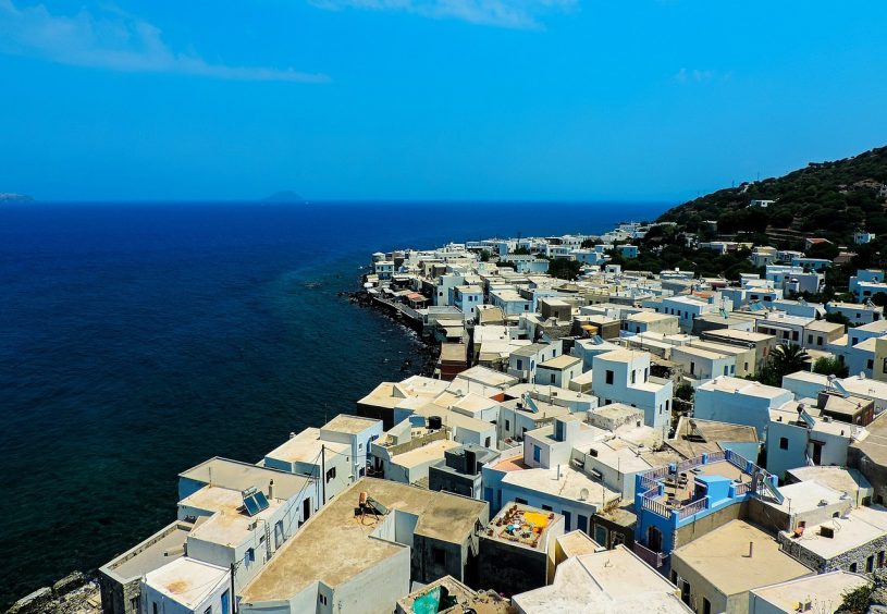 Kos aerial view of town and sea