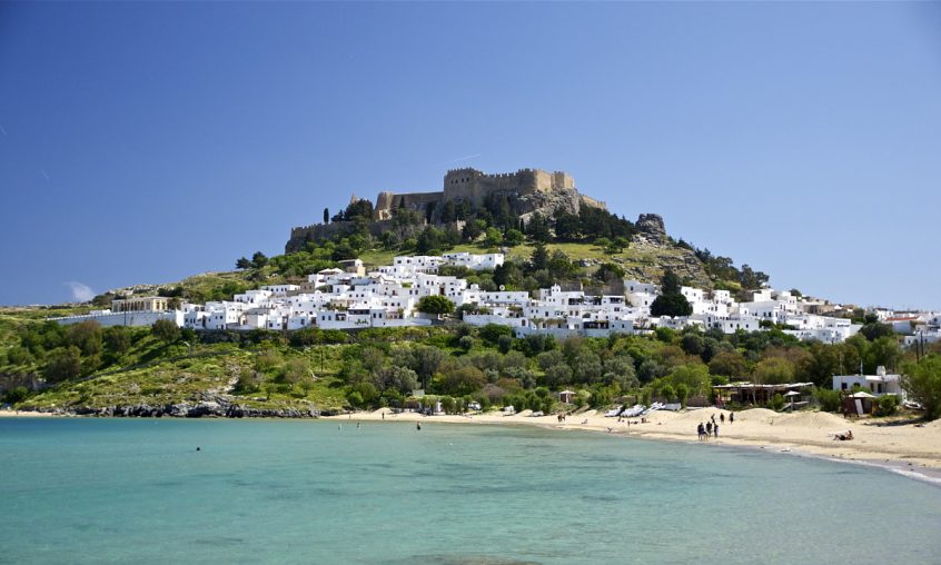 Lindos Rhodes view of island and sea