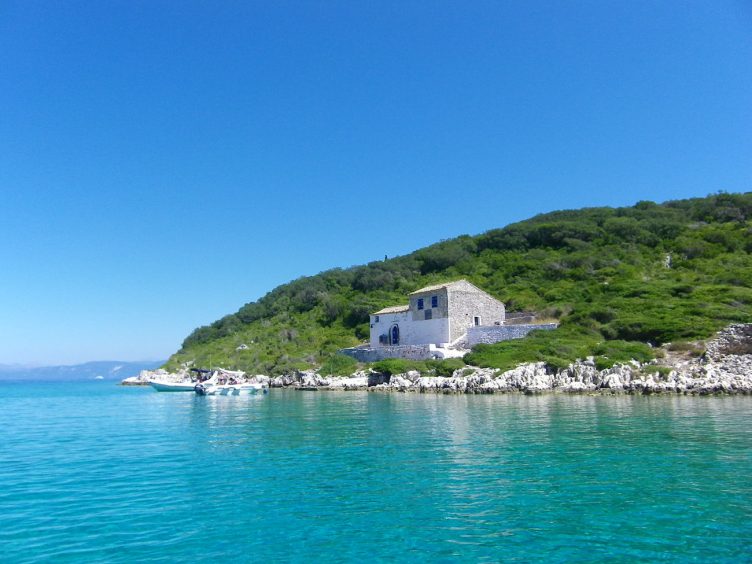 Paxi Greece sea and house view during day