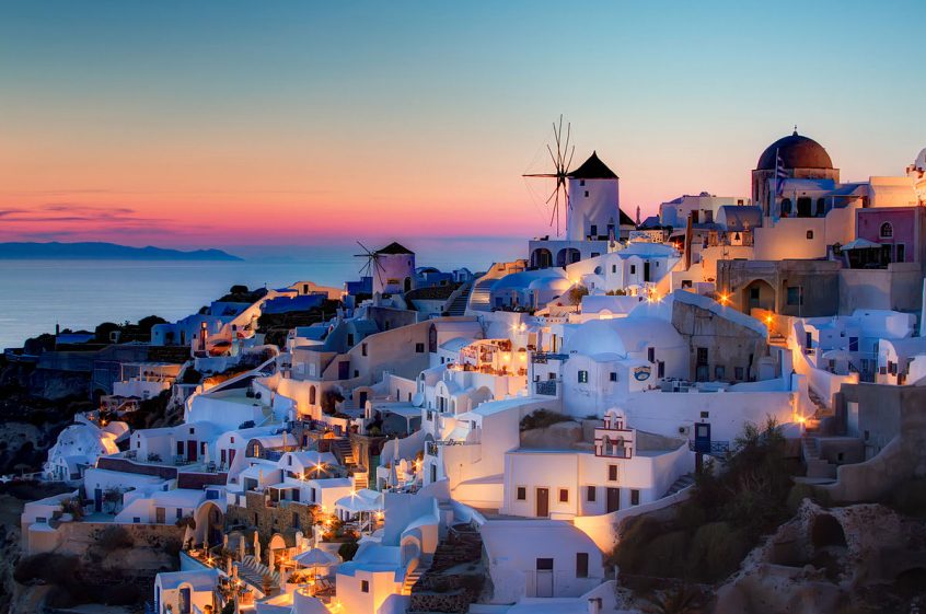 Santorini sunset view destination wedding in greece