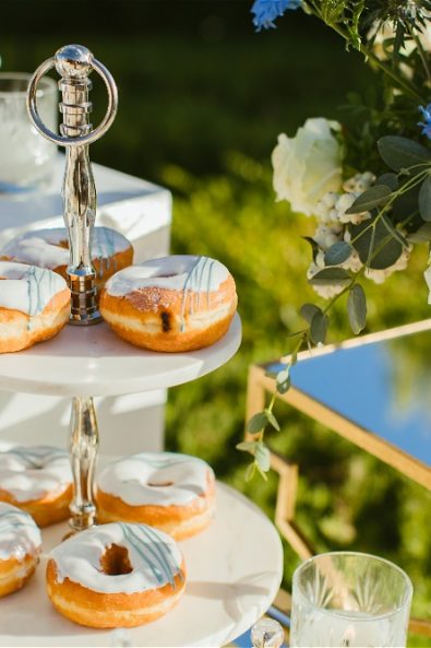Candy bar closeup of donuts