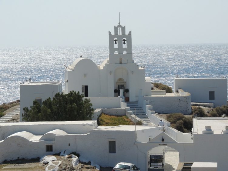 Sifnos Greece all white church and sea