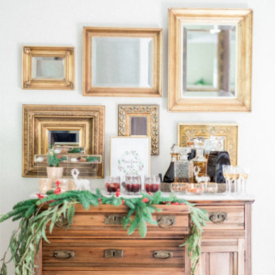 Christmas setting with mirrors