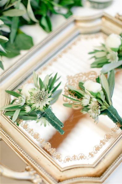 boutonnieres on copperware
