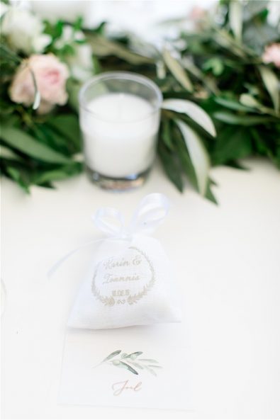 Candle and wedding favours for a destination wedding in Athens Greece