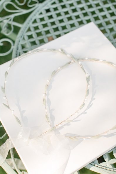 Wedding crowns on white paper