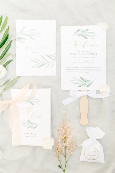 White wedding stationery