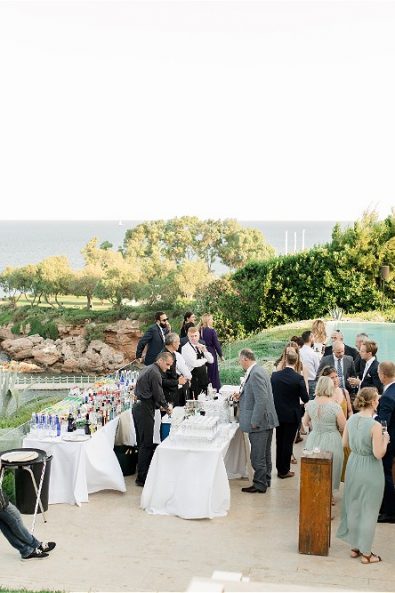 Wedding party with sea view