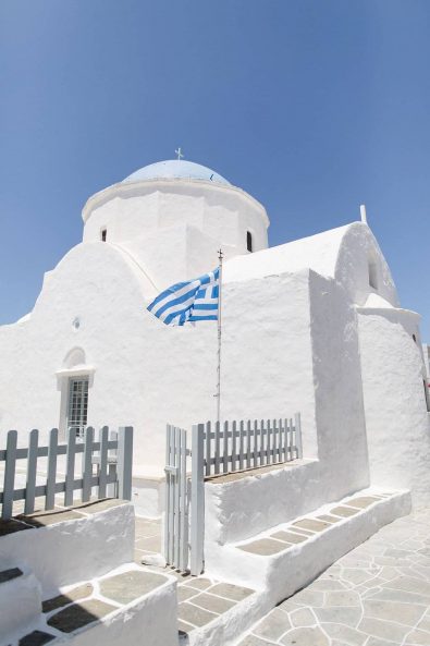 White greek wedding chapel for a destination wedding in Greek Islands.