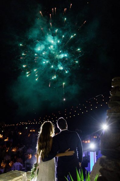 Wedding firework show for the bride and groom.