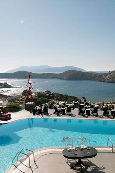Pool , reception and sea view