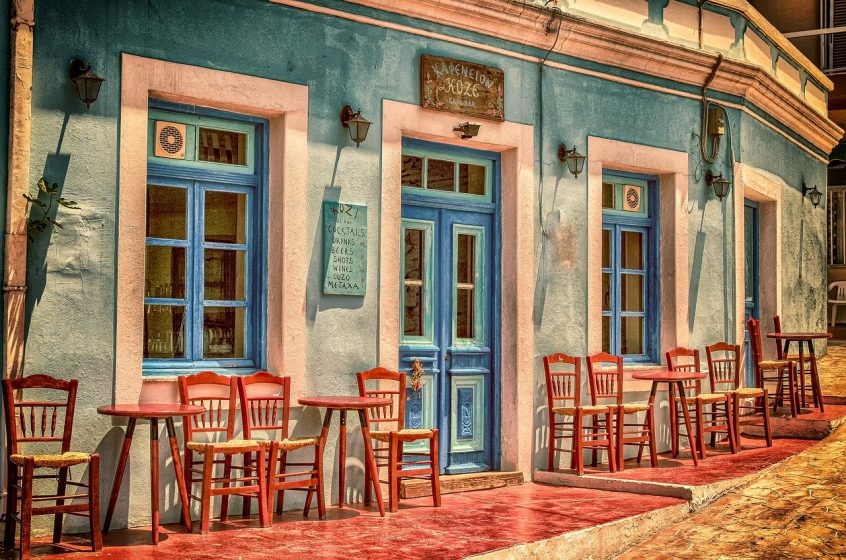 Greek island coffee shop