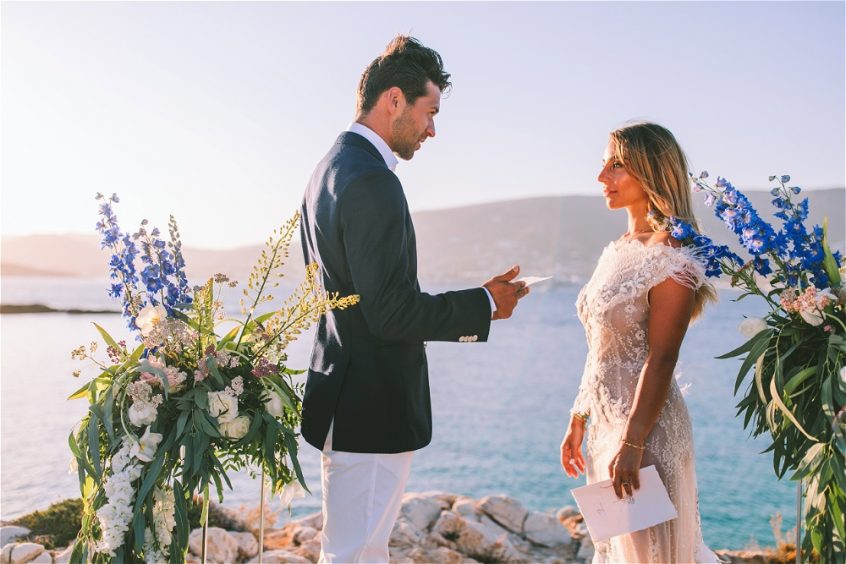 Couple getting married on a Greek island