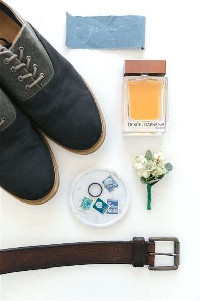 Wedding shoes, boutonniere