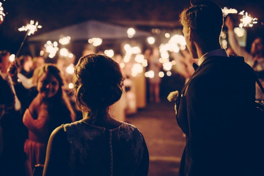 Marriage ceremony at night with candles